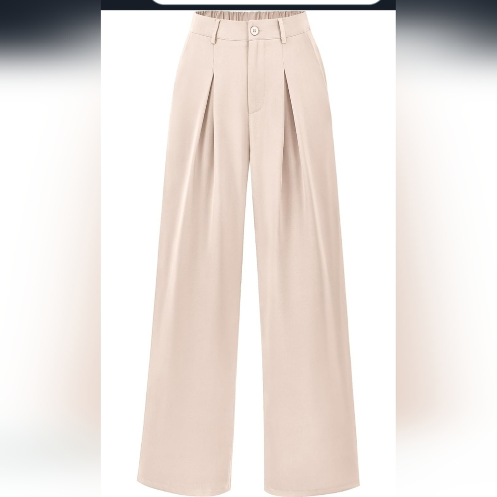 Elegant Cream Wide-Leg Women's Pants